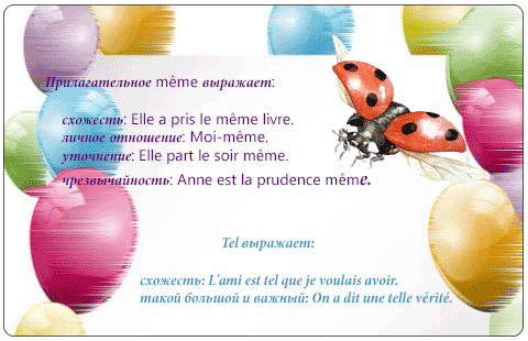 Прилагательные même, tel и другие.