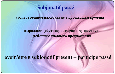 Subjonctif passé — сослагательное наклонение в прошедшем времени